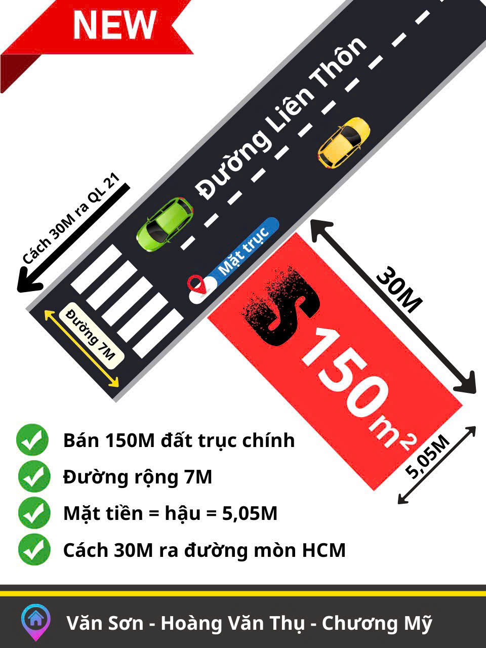 bán mảnh 150m hoàng văn thụ, đường liên thôn, gần đường quốc lộ 21A - Ảnh 1